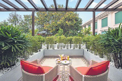 Seating area outside the rooms