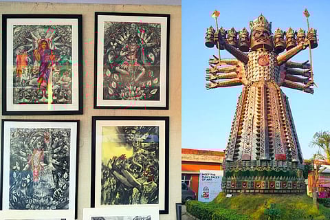 Some pictures at the exhibition; the metal Ravana at Arts Acre