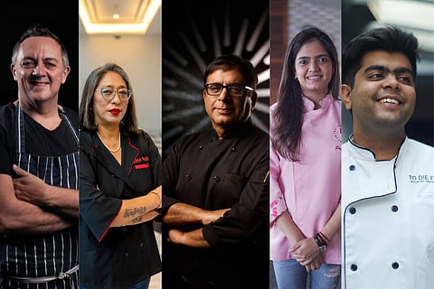 (L-R) Shaun Kenworthy, Doma Wang, Sharad Dewan, Preetanjali Pasari, Shashvat Dhandhania