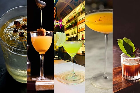 (L-R) Shadow of Manhattan, Santa’s plumrise,Caribbean Bikini, First, Fandango and Barrackpore Old Fashioned