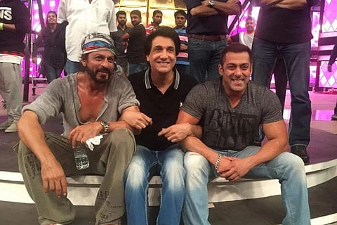 Shah Rukh Khan and Salman Khan with choreographer Shiamak Davar