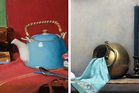 Two oil paintings at the exhibition