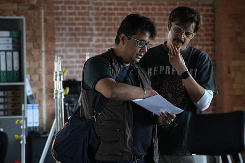 Sudipto with Jimmy while filming the movie