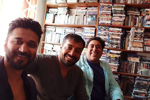 Amit Trivedi, Anurag Kashyap and Shellee pose for a snap