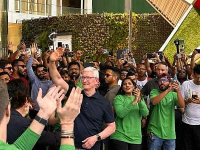Tim Cook welcomes first customers as Apple debuts India retail store