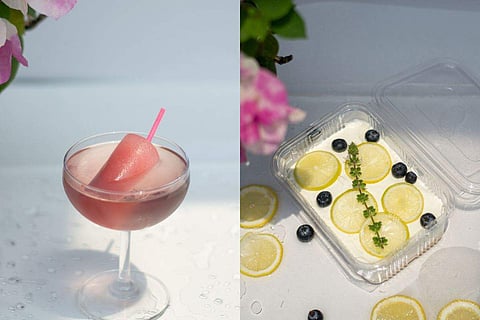 A gin cocktail and the gin-infused cheesecake that one can learn to make