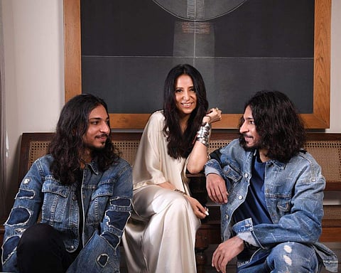 Anamika Khanna with her sons Viraj and Vishesh