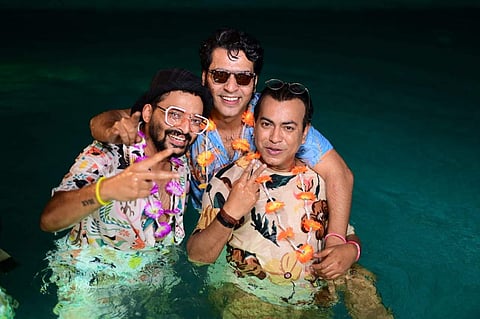 Saurav, Anirban and Rudranil pose for a quick click