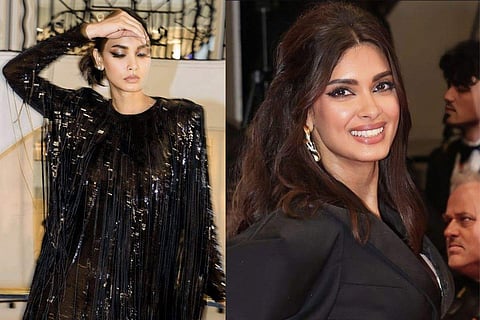 Diana's stunning black ensembles were shared on fan pages