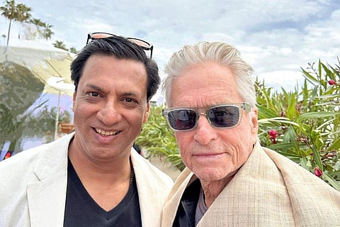 Madhur Bhandarkar with Michael Douglas in Cannes