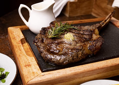 The showstopper is the Tomohawk steak