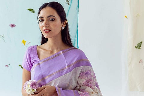 Lilac Printed Sari