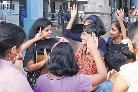 Children on a walk conducted by Storytrails 