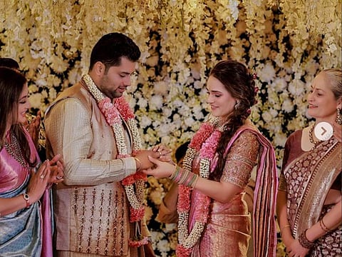 Abishek Ambareesh and Aviva's engagement