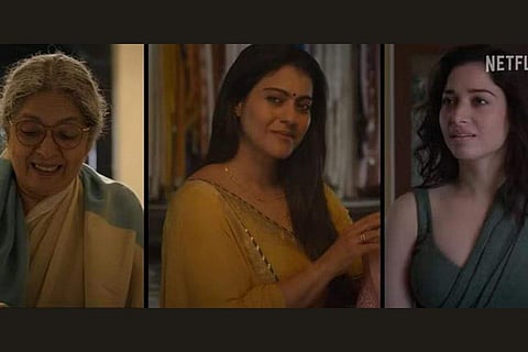A YouTube screengrab from the teaser of 'Lust Stories 2' starring Neena Gupta, Kajol, and Tamannaah