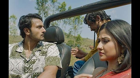 Sean, Subrat & Aishwarya in a still from the film