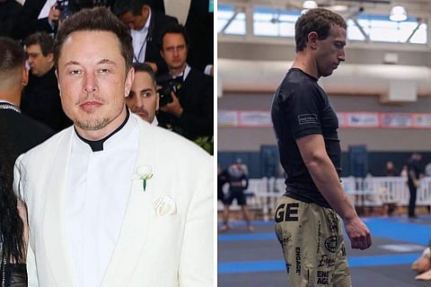 (L-R) Elon Musk, Mark Zuckerberg