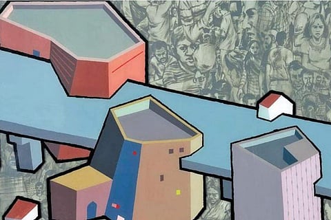 ‘Elevated Corridor’ from Dense City series; (top) a work from A World of Possibilities series