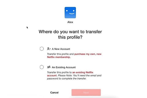 Users can now transfer Netflix profile to existing account