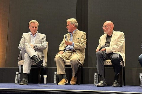 Christopher Nolan at Q&A session at Oppenheimer NYC screening