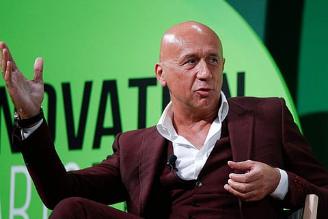 ucci President Marco Bizzarri, gestures as he attends a conference titled 'The Innovation Summit', in Milan, Italy