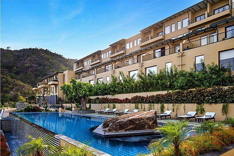 The resort also features a fitness centre, a rejuvenating spa, and an outdoor pool for relaxation