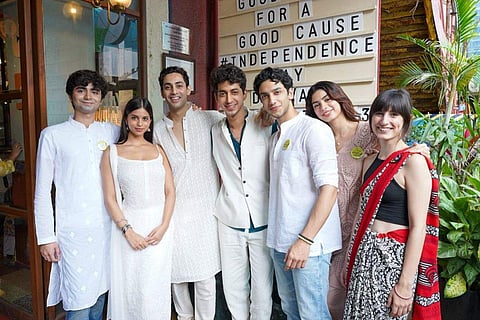The cast of The Archies at a restaurant in Mumbai