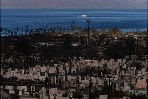 A general view shows the aftermath of a wildfire in Lahaina, Hawai