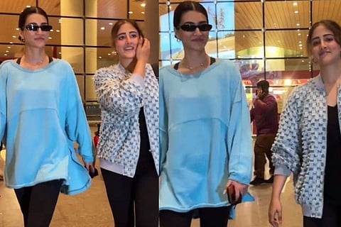 Kriti Sanon and Nupur Sanon at Mumbai airport