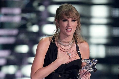 Taylor Swift accepts the award for video of the year for 'Anti-Hero'