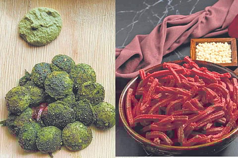Karuvepilai Podi Idli and Beetroot Murukku