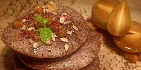 Ragi, Chikoo, and Sunflower Seeds Pancake