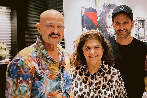 In frame: Hrithik Roshan with Rakesh Roshan and Pinkie Roshan