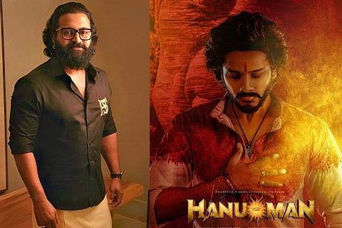 In frame: Rishab Shetty (L), HanuMan poster (R)