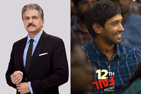 In frame: Anand Mahindra (L), Vikrant Massey in12th Fail poster (R)