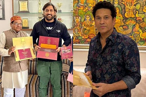 In frame: MS Dhoni (L), Sachin Tendulkar (R)