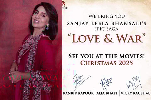 In frame: Neetu Kapoor (L), Love & War poster (R)