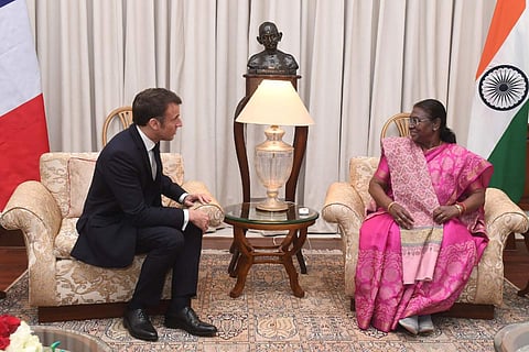 In frame: Droupadi Murmu with Emmanuel Macron