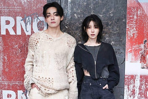 In frame: BTS V and IU