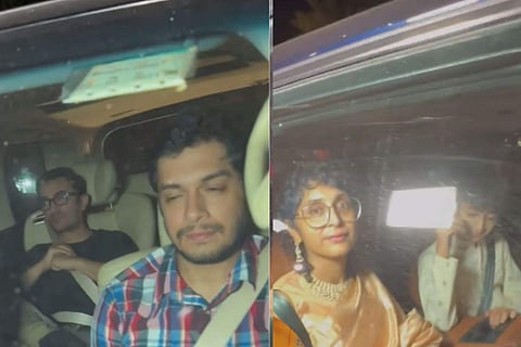In frame: Aamir Khan with Junaid (L), Kiran Rao with Azad (R)