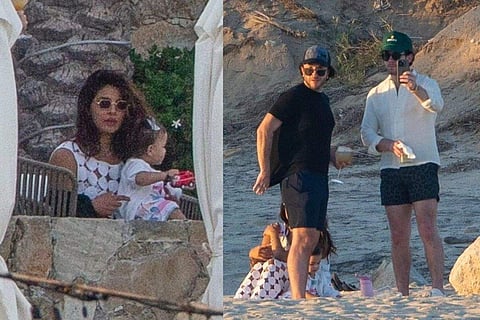 In frame: Priyanka Chopra with Malti (L), Joe and Nick Jonas (R)