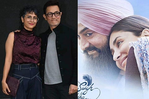In frame: Aaamir Khan and Kiran Rao (L), Laal Sigh Chaddha poster (R)