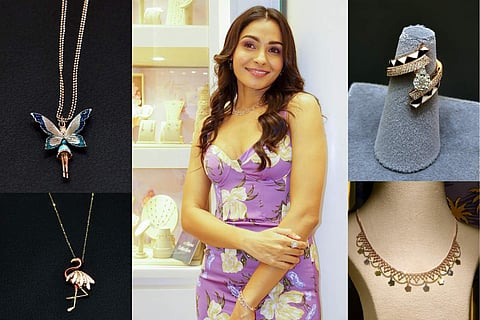 Pieces from the Lille collection.| Andrea Jeremiah at the store| Pics: P Ravikumar and Sireen S