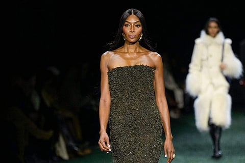In frame: Naomi Campbell wears a creation for the Burberry Winter 2024 fashion show