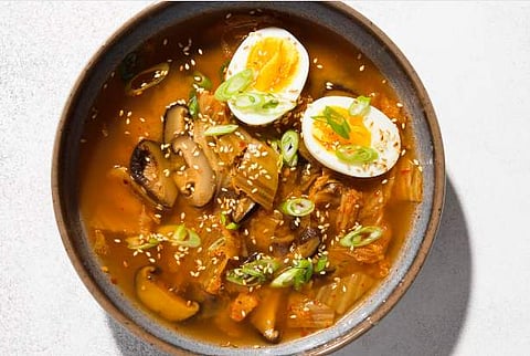 In frame: Miso, Shiitake mushroom and Kimchi soup (Image credit: Milk Street-AP)