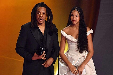 Jazy-Z with his daughter Blue Ivy on the stage