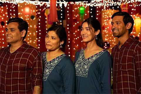 In frame: Vikrant Massey and Medha with Manoj Sharma and Shraddha