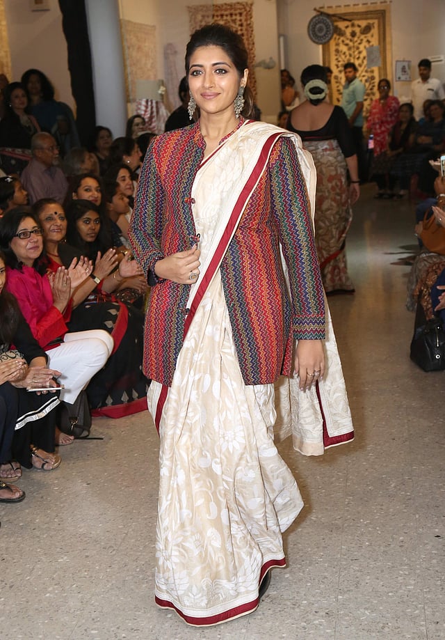 <em>A colour block kantha embroidered jacket</em>