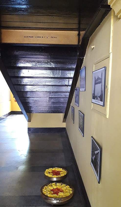 The wooden mast that supports the main staircase at Metropole