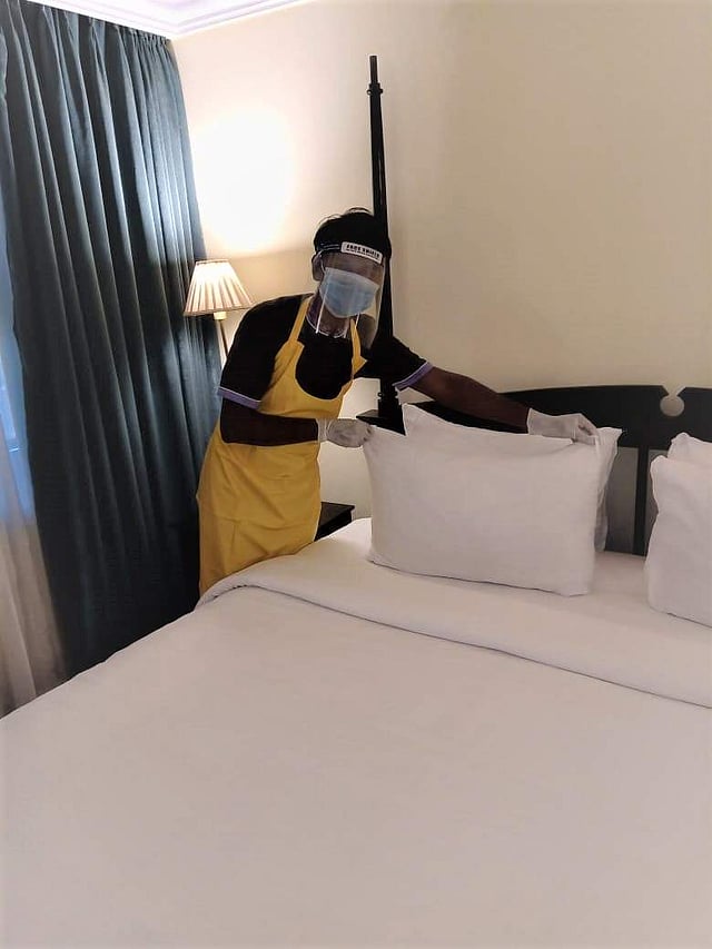 A housekeeping staff member at Metropole. Picture courtesy: Royal Orchid